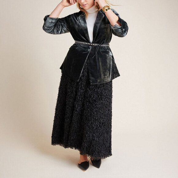 ANTHROPOLOGIE Alessia Velvet Blazer in Gray Green Size XL - Picture 2 of 16